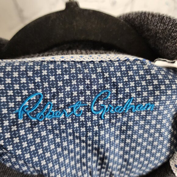 Robert Graham Charcoal Cotton Blend Knit Quarter Zip Mockneck Sweater - Picture 4 of 6